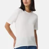 Baumwolle Kaschmir T-Shirt mit Rundhals weiss