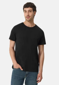 Baumwolle Kaschmir T-Shirt mit Rundhals schwarz