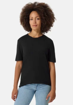 Baumwolle Kaschmir T-Shirt mit Rundhals schwarz