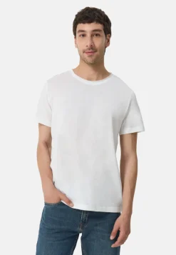 Baumwolle Kaschmir T-Shirt mit Rundhals weiss