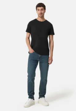 Baumwolle Kaschmir T-Shirt mit Rundhals schwarz