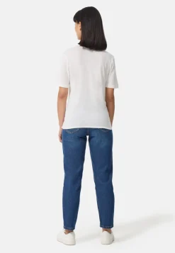 Baumwolle Kaschmir T-Shirt mit Rundhals weiss