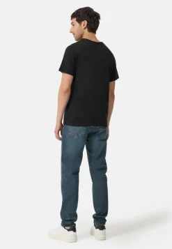 Baumwolle Kaschmir T-Shirt mit Rundhals schwarz