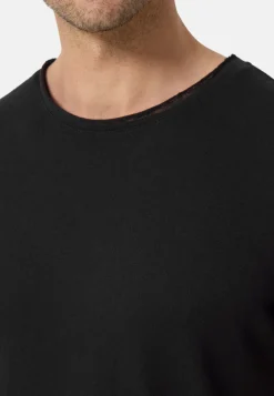 Baumwolle Kaschmir T-Shirt mit Rundhals schwarz