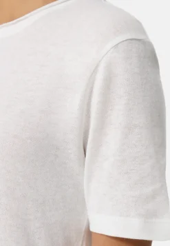 Baumwolle Kaschmir T-Shirt mit Rundhals weiss
