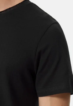 Baumwolle Kaschmir T-Shirt mit Rundhals schwarz