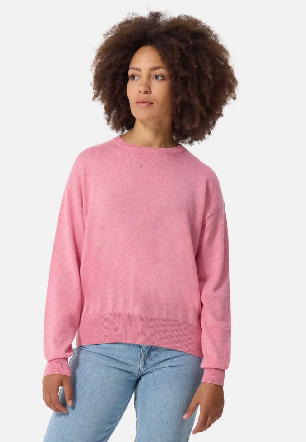 Bio Baumwolle Kaschmir Oversize Style Rundhals Pullover pink