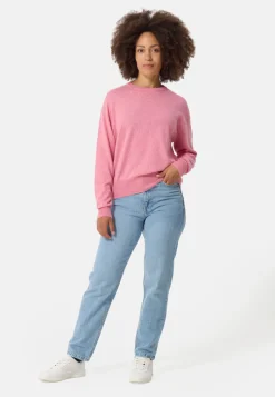 Bio Baumwolle Kaschmir Oversize Style Rundhals Pullover pink