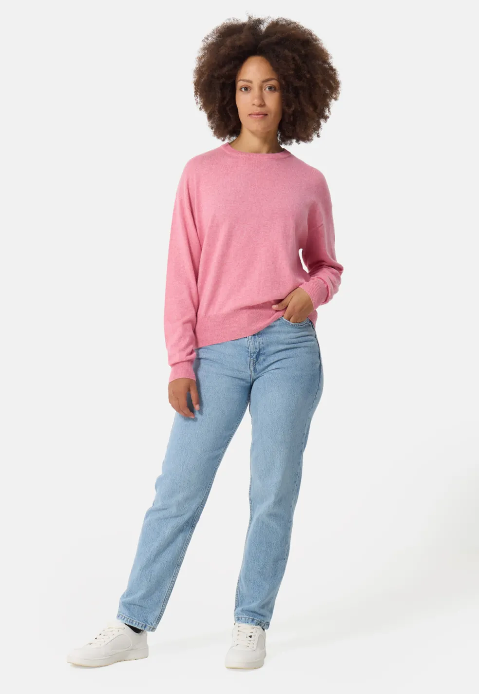 Bio Baumwolle Kaschmir Oversize Style Rundhals Pullover pink