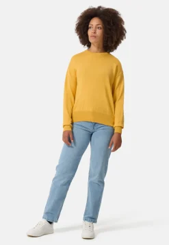 Bio Baumwolle Kaschmir Oversize Style Rundhals Pullover zitronengelb
