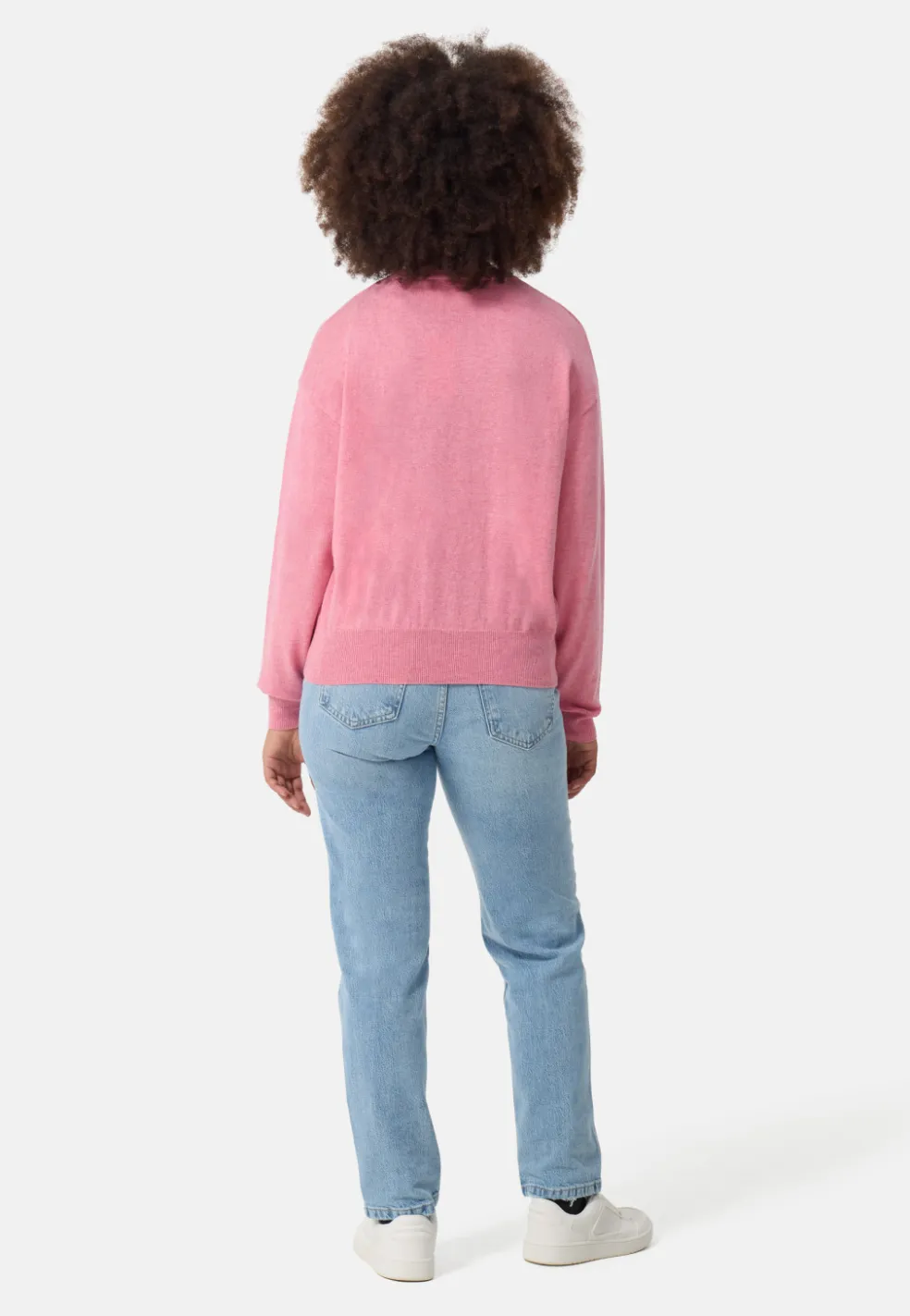Bio Baumwolle Kaschmir Oversize Style Rundhals Pullover pink