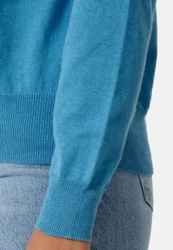 Bio Baumwolle Kaschmir Oversize Style Rundhals Pullover iceland blue