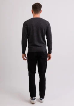 Bio Kaschmir V-Ausschnitt Pullover dunkelgrau