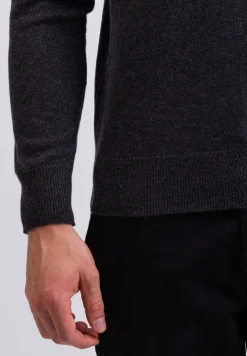 Bio Kaschmir V-Ausschnitt Pullover dunkelgrau