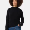 Brushed Kaschmir Pullover mit kurzem Stehkragen schwarz