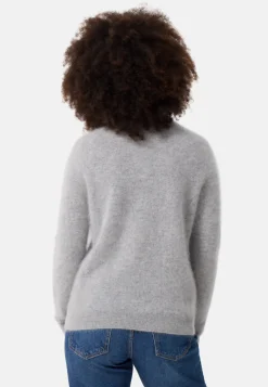 Brushed Kaschmir Pullover mit kurzem Stehkragen hellgrau