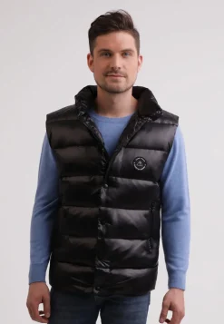 Daunengilet mit Kaschmirfutter schwarz