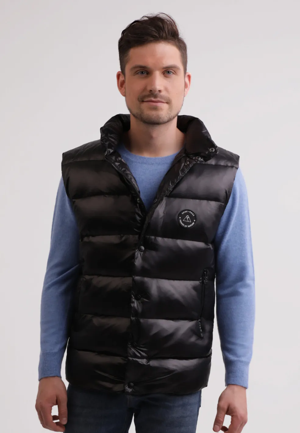 Daunengilet mit Kaschmirfutter schwarz