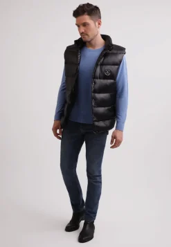 Daunengilet mit Kaschmirfutter schwarz