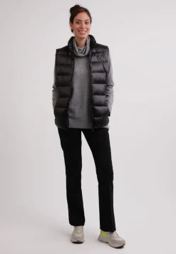 Daunengilet mit Kaschmirfutter in glänzender Optik schwarz