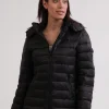 Daunenjacke mit Kapuze und Kaschmirfutter schwarz