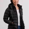 Daunenjacke mit Kapuze und Kaschmirfutter schwarz