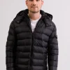 Daunenjacke mit Kapuze und Kaschmirfutter schwarz