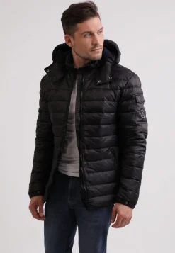 Daunenjacke mit Kapuze und Kaschmirfutter schwarz