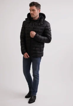 Daunenjacke mit Kapuze und Kaschmirfutter schwarz