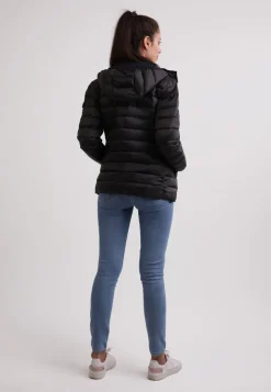 Daunenjacke mit Kapuze und Kaschmirfutter schwarz
