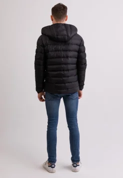 Daunenjacke mit Kapuze und Kaschmirfutter schwarz