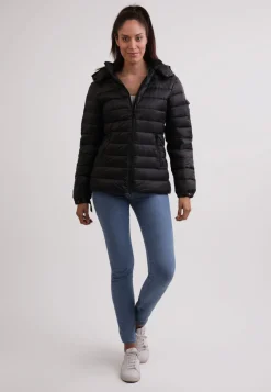 Daunenjacke mit Kapuze und Kaschmirfutter schwarz