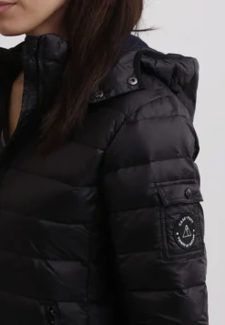 Daunenjacke mit Kapuze und Kaschmirfutter schwarz