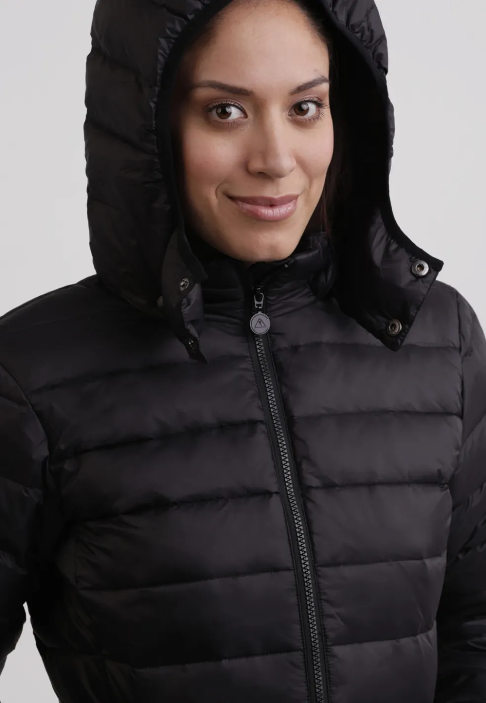 Daunenjacke mit Kapuze und Kaschmirfutter schwarz