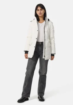 Daunenparka Mantel mit Kapuze und Kaschmirfutter weiss