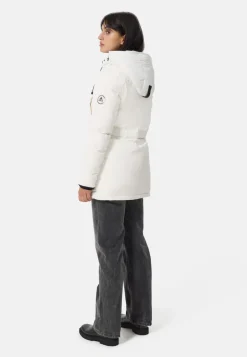 Daunenparka Mantel mit Kapuze und Kaschmirfutter weiss