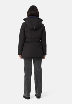 Daunenparka Mantel mit Kapuze und Kaschmirfutter schwarz