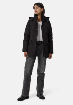Daunenparka Mantel mit Kapuze und Kaschmirfutter schwarz