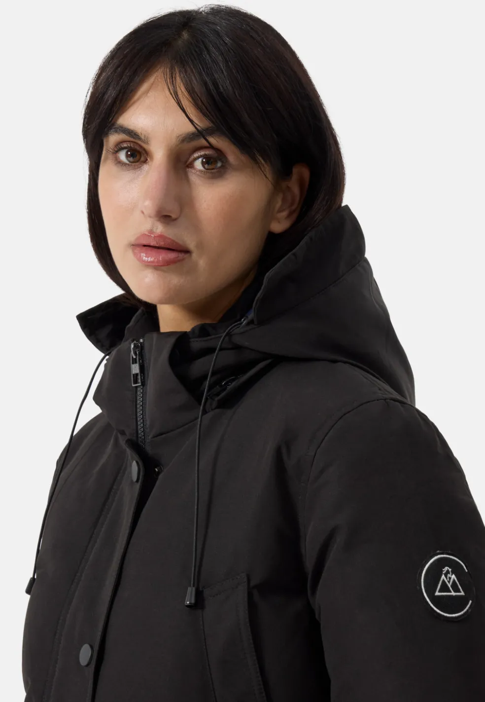 Daunenparka Mantel mit Kapuze und Kaschmirfutter schwarz