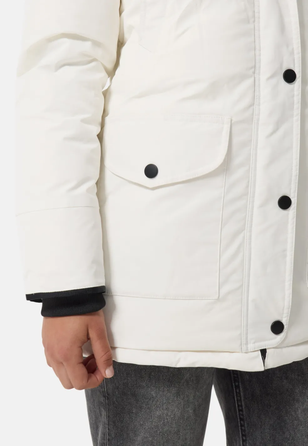 Daunenparka Mantel mit Kapuze und Kaschmirfutter weiss