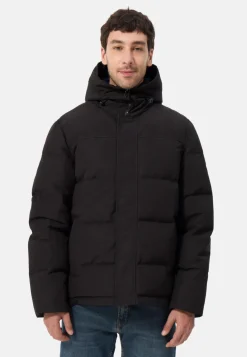 Daunenparka mit Kapuze und Kaschmirfutter schwarz