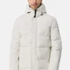 Daunenparka mit Kapuze und Kaschmirfutter weiss