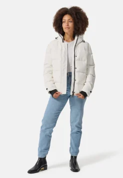 Daunenparka mit Kapuze und Kaschmirfutter weiss