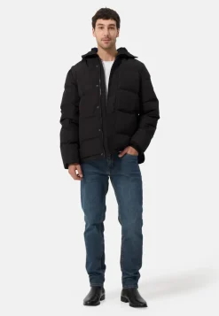 Daunenparka mit Kapuze und Kaschmirfutter schwarz