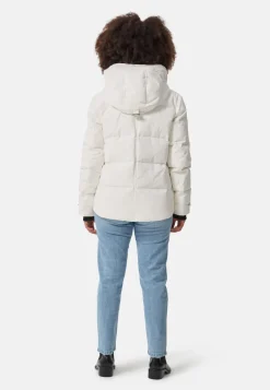 Daunenparka mit Kapuze und Kaschmirfutter weiss