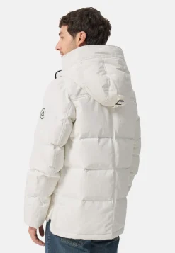 Daunenparka mit Kapuze und Kaschmirfutter weiss