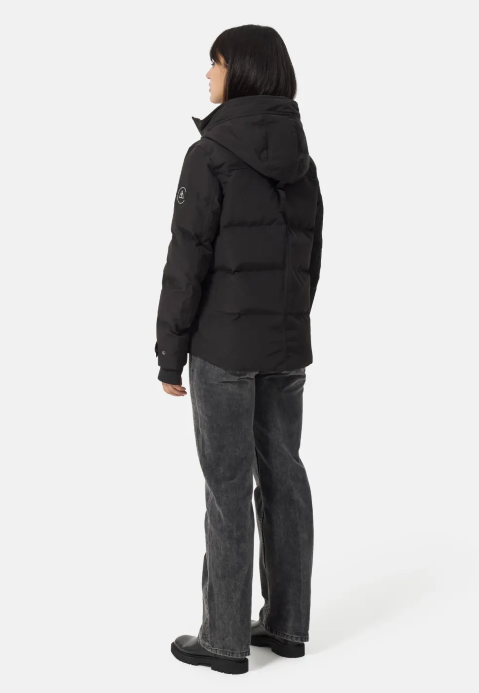 Daunenparka mit Kapuze und Kaschmirfutter schwarz