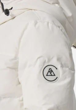 Daunenparka mit Kapuze und Kaschmirfutter weiss