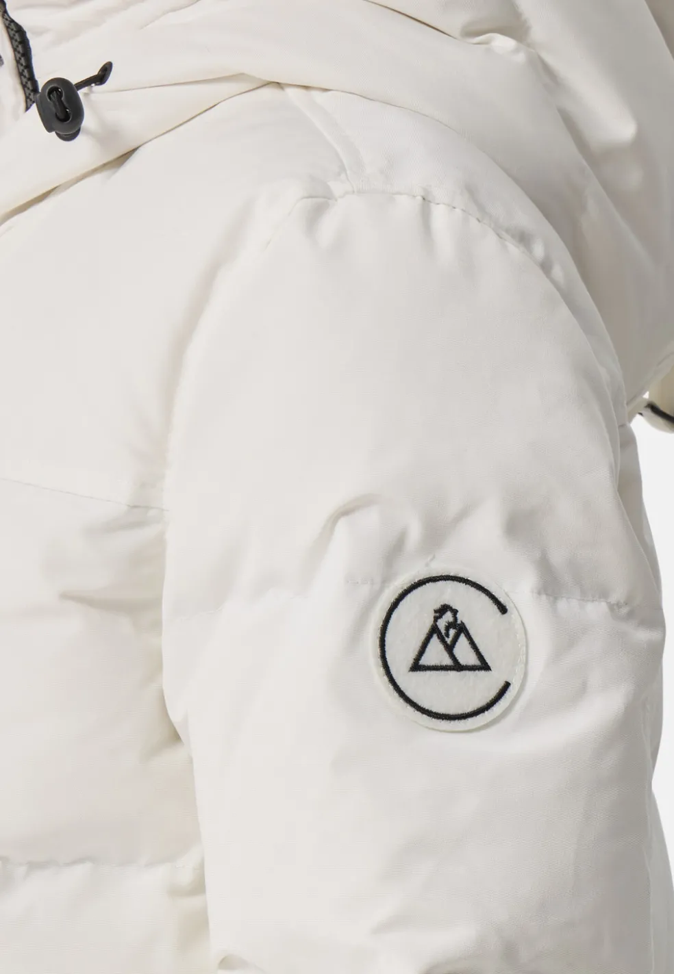 Daunenparka mit Kapuze und Kaschmirfutter weiss