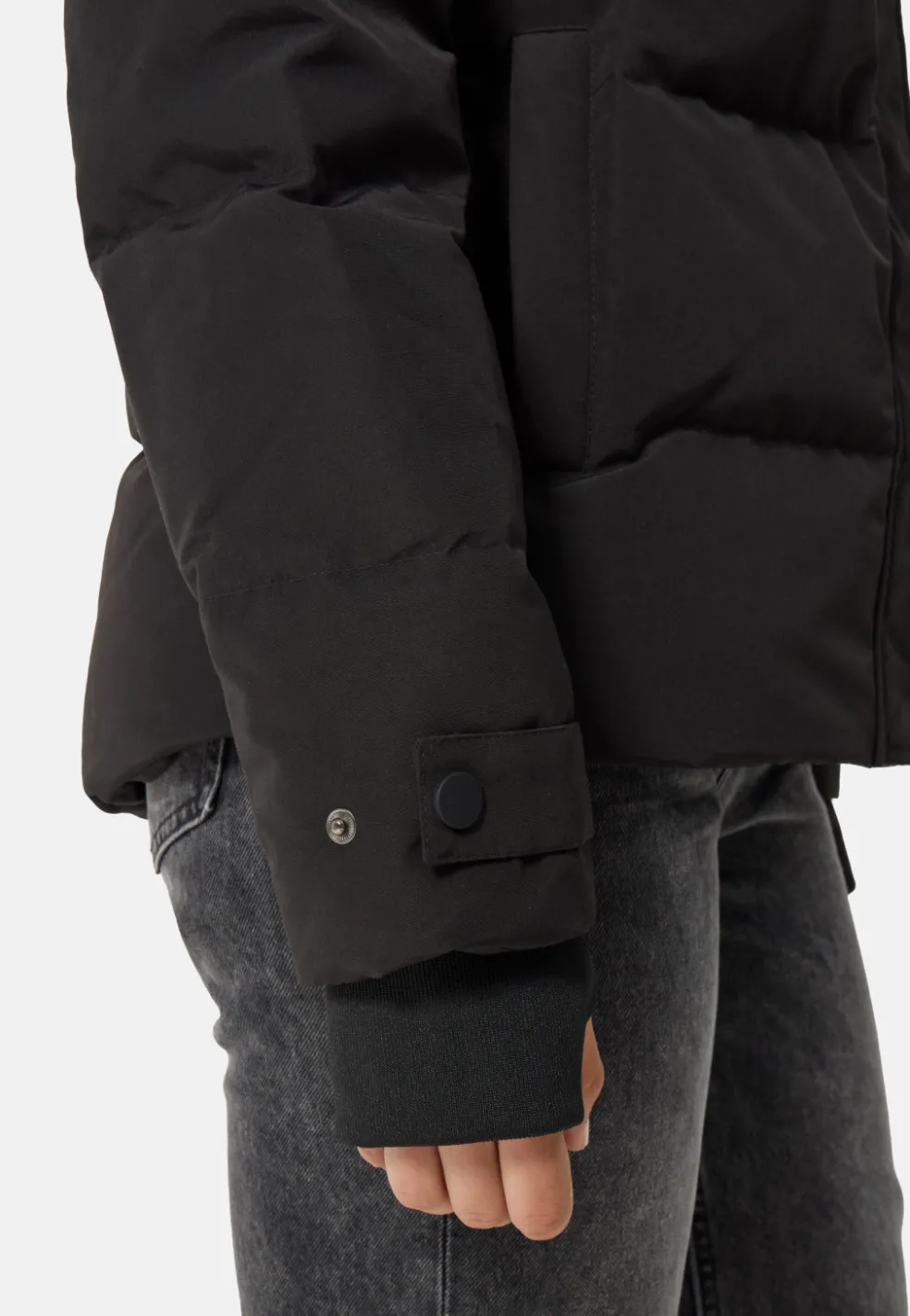 Daunenparka mit Kapuze und Kaschmirfutter schwarz